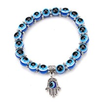 Lucky Eye Fatima Hamsa Hand Bracelet Blue  Charms Bracelets &amp; Bangles Beads Turk - £8.29 GBP