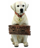 Lifelike Yellow Labrador Retriever Dog With Welcome Jingle Collar Sign S... - £42.54 GBP
