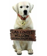 Lifelike Yellow Labrador Retriever Dog With Welcome Jingle Collar Sign S... - £40.57 GBP