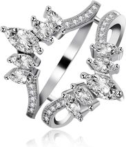 2.20 Ct Marquise Cut Diamond Enhancer Wrap Wedding Ring 14k White Gold Finish - £84.46 GBP