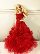 Barbie 30th Anniversary 2018 Holiday Doll Red ruffle Dress Christmas blonde hair - $20.00