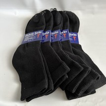 Diabetic Quarter Socks Black Non Binding Extra Wide Cuff Size 10-13 Lot 5 - $23.33