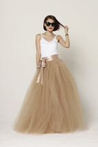 Champagne Maxi Full Tulle Skirt Women Custom Plus Size Party Evening Tulle Skirt image 1