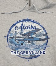 Alaska Hoodie Gildan Gray Sweatshirt Hooded Size Large 49th State The Great Land - £14.16 GBP