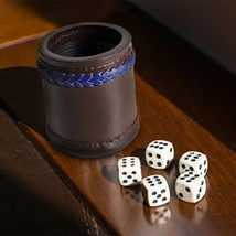 Leather Dice Box Dice Cup with 5 Dot Dice Dice Shaker Dice Roller Dice Games - £28.46 GBP