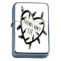 Friends Don&#39;t Lie Flip Top Oil Lighter Em1 Smoking Cigarette Silver Case... - £7.03 GBP