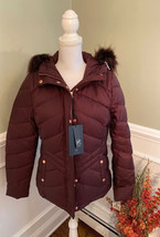 NEW Marc New York Women’s Faux Fur Hood Burgundy Puffer Jacket Size M NWT - £93.41 GBP