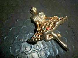 Ballet Dancer Cut-Out Tutu Brooch Figural Woman Brooch Rhinestones Need ... - $20.75