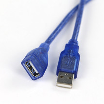 Blue Shielding Braid USB 2.0 A Female To A Male Extension Cable Cord Sho... - £7.84 GBP