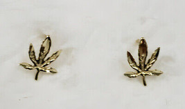 New 14k Yellow Gold Marijuana Leaf Earrings - £59.95 GBP