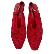 Arche Shoes Womens 39 EUR 8.5 US Red Sling Back 2 inch Block Heel Cutwork Design - £50.99 GBP