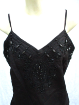 Carole Little NEW Black Linen Embellished Camisole Top Embroidered Beads Large - £22.40 GBP