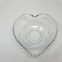Imperial Candlewick? 400/49H  9 1/2&quot; Heart Shaped SALAD BOWL Leaf Etchings - £32.11 GBP