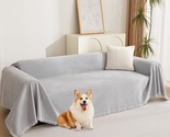 Light Gery Chenille Sofa Cover For Dogs Cats Tassel Edge Couch Cover Fur... - $111.99