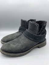 UGG Black Suede Bootie Shearling Women’s 6 Winter Boot - $357.31 MXN