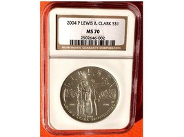 2004 P Ngc Ms 70 Lewis &amp; Clark Silver Dollar - Bicentennial Commemorative - £56.05 GBP