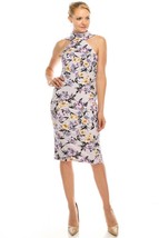 Bebe Lavender Floral Strappy Mock Neck Midi Cocktail Dress Purple SZ 14 Nwt $139 - $55.20