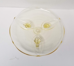 Lancaster Depression Glass Yellow Petal Footed VTG Cake Plate Round Serving Tray - £13.35 GBP