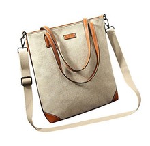 Smart Casual Canvas Tote Handbag Shoulder Bag Messenger Bag BEIGE