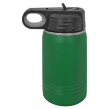 Green 12oz Double Wall Insulated Stainless Steel Sport Bottle w/ Flip Top Straw - £13.76 GBP