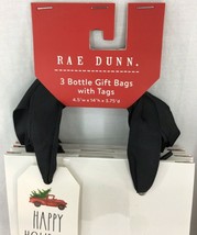 Rae Dunn Wine Bottle Bags Set Of 6 Happy Holidays Christmas Gift Bags w/Tags New - £19.56 GBP