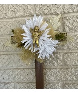 Christmas Cemetery Cross: Angel grave flowers, Winter White/gold Grave Decor - $477.63 MXN