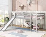 Low Loft Bed With Slide, Twin Loft Bed With Slide, Wood Twin Bed Frame F... - £429.57 GBP