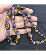 Dotted Eye Beads With Venetian Style Chevron Glass Beads Necklace. - $874.31 MXN