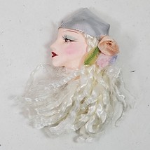 Vintage 1980s Gypsy Head Brooch Pin 3.5 Inch Total Length Including Hair - $132.68 MXN