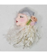 Vintage 1980s Gypsy Head Brooch Pin 3.5 Inch Total Length Including Hair - $7.00