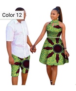 African couple Cotton clothing wax printing Women Dress and Men&#39;s Shirt ... - £115.66 GBP