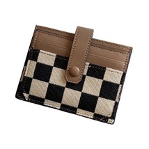 TURBOOST Cute Slim Card Holder Canvas Front Pocket Checkered Wallet, Small Cred - £23.28 GBP