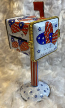 Vintage Empress Arts Miniature Mail Box Postage Stamp Holder Red White Blue - £11.95 GBP