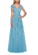 Clothfun Women&#39;s Cap Sleeve Evening Gown Long Fomal Lace Dress with Pockets 16 - £73.30 GBP