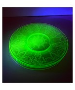 VTG 4 PC Green Depression Saucer Glass Floral Poinsettia 6&quot; Plates Urani... - $35.99