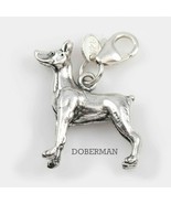 Doberman Dog Charm 3-D Solid Sterling Silver - $64.98 CAD
