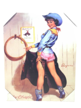 LUCKY CHAPS Cowgirl With Cowboy Hat &amp; Lasso Canvas Print Rodeo Advertisement New - £23.72 GBP