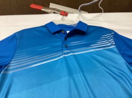 Grand Slam Performance Polo Shirt Mens Medium Blue Short Sleeve 1/4 Butt... - $9.89