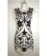 Juicy Couture Bodycon Dress Black &amp; Cream Flower Applique Sleeveless Size 2 - £32.09 GBP