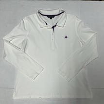 Brooks Brothers 346 Polo Shirt Women’s XL White W/Purple Logo Long Sleev... - $447.44 MXN