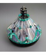 Large Stained Glass Tiffany Style Hanging Light Wrought Iron Approx. 18.... - $251.62 CAD