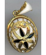Russo Finto Ciondolo Di Nero,Bianco e Oro W/Elaberate Design con Cristalli - $74.37 CAD