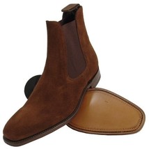 Ankle Boot Chelsea Brown Color Suede Leather Elastic Side Men Leather Shoe - £125.75 GBP