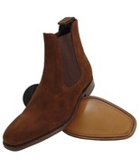Ankle Boot Chelsea Brown Color Suede Leather Elastic Side Men Leather Shoe - $159.00