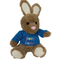 Goffa Happy Easter Bunny Rabbit Blue Sweater Plush Stuffed Animal 2020 11&quot; - £16.35 GBP