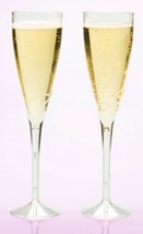 2 Plastic CHAMPAGNE FLUTES 9&quot; Tall &amp; Skinny wedding FLUTE glasses TOAST ... - $295.07 MXN