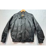 Members Only Leather Bomber Jacket Black Lined Coat Aviator Flight Men's Large L - €83,65 EUR