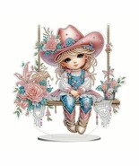 Cute Standing Girl Cowgirl Diamond Jewel Art , Home &amp; Bedroom Decor COMP... - $29.77 CAD