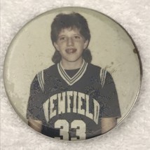 Newfield Basketball School Team Player Photo Vintage Pin Button Pinback 1980s - £9.43 GBP