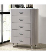 Contemporary Light Gray Chest: Stone Top, Dovetail Drawers, Chrome Handles - €1.026,47 EUR